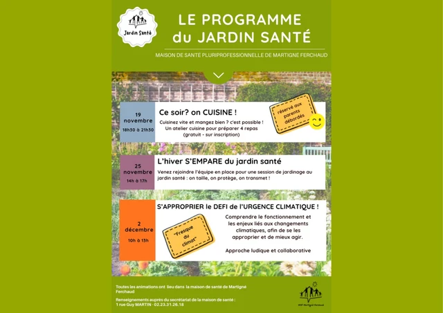 Programme des animations du JARDIN SANTÉ de la maison de santé