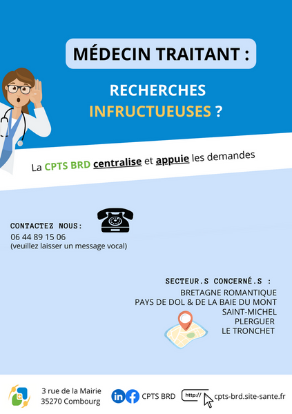 Ligne dédiée à l'appui dans la recherche de Médecin Traitant 